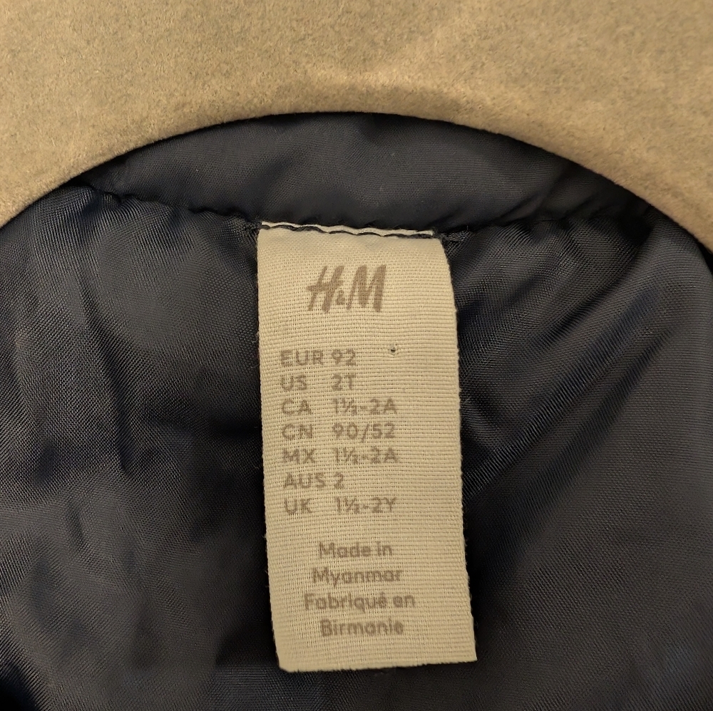 H&M Toddler Blue Puffer Jacket Insulated Quilted Coat Size 2T - Picture 3 of 3